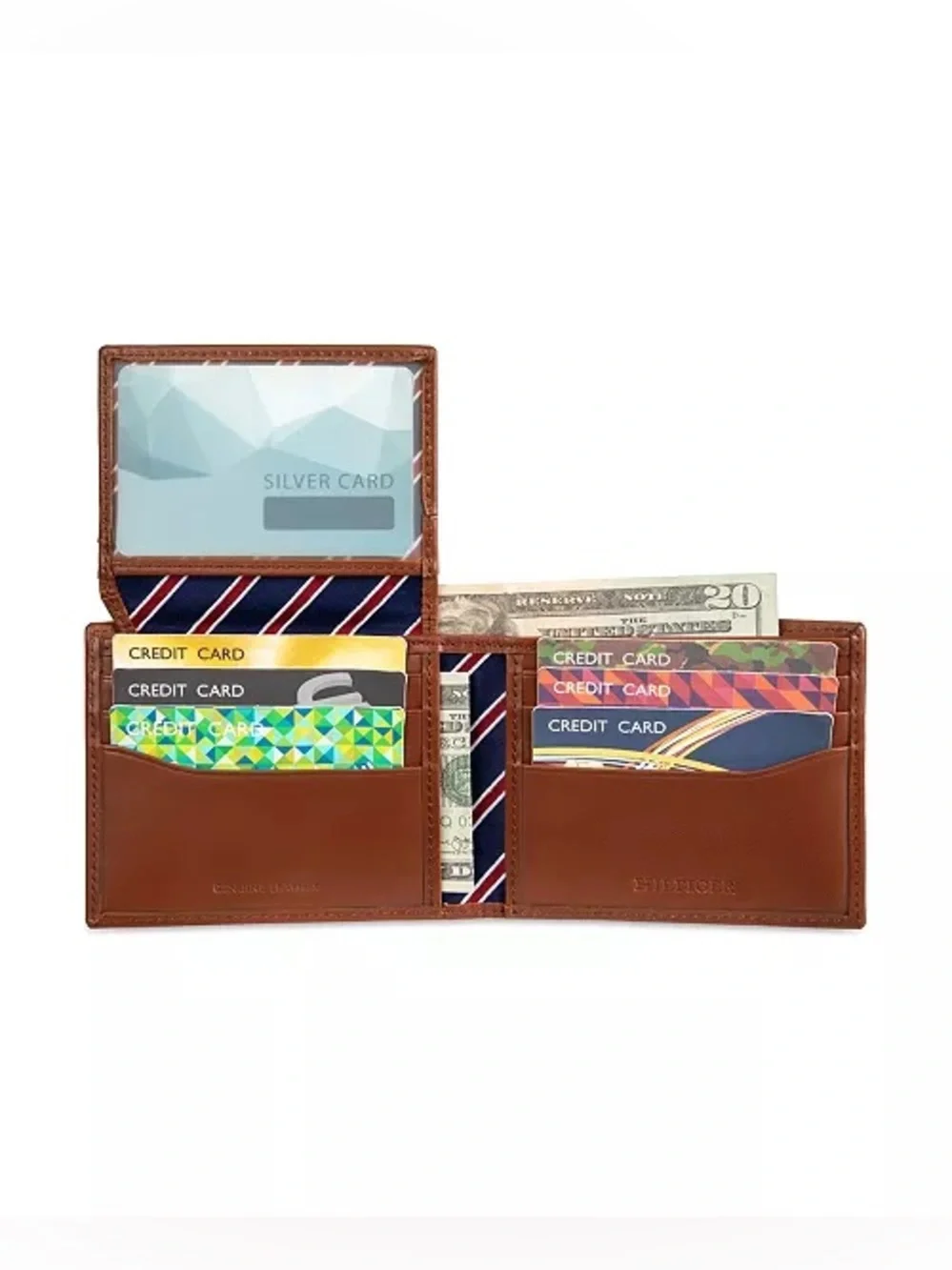 Tommy Hilfiger Men's Overlay Passcase Brown Leather Wallet